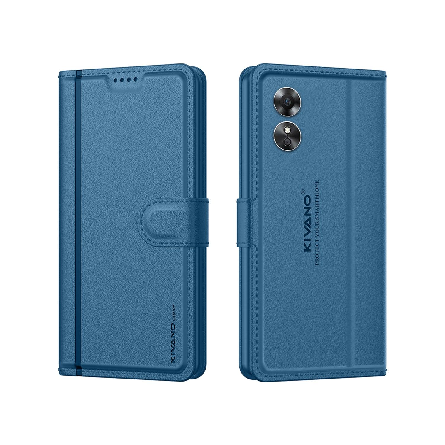 Leather Wallet Case for Oppo A17 ?Stylish Flip Folio Cover with Card Holder, Stand -KIVANO LUXE - Aibex